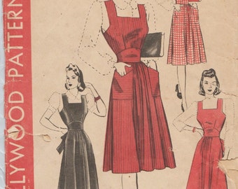 Vintage 1940s Sewing Pattern / Hollywood 528 / Dress Jumper / Size 18 Bust 36