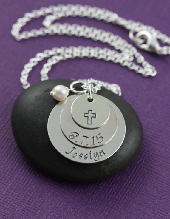 SALE Baptism Gift Personalized Baptism Necklace Baptism Date
