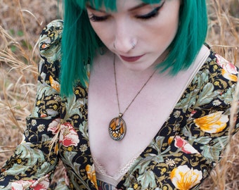 Real Monarch butterfly wings pendant Monarch butterfly costume Fall leaves necklace Outdoorsy gifts Milkweed seeds hungry caterpillar