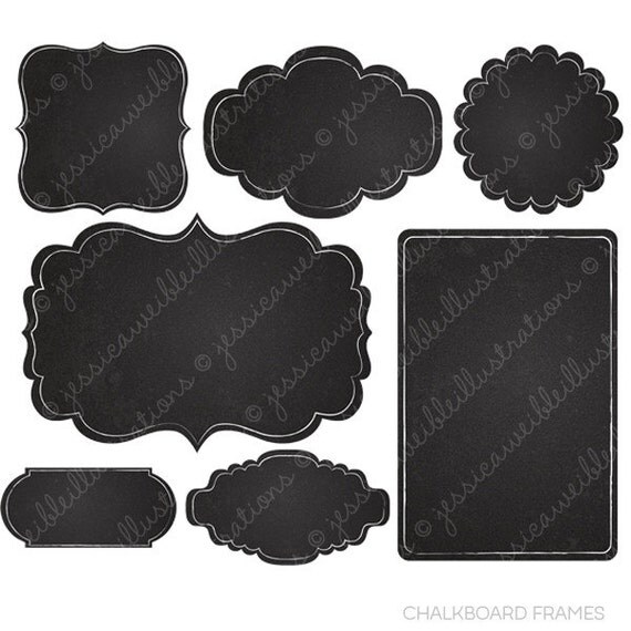 Chalkboard Frames - Cute Digital Clipart for Commercial and Personal Use, Frames Clipart, Chalkboard Il_570xn