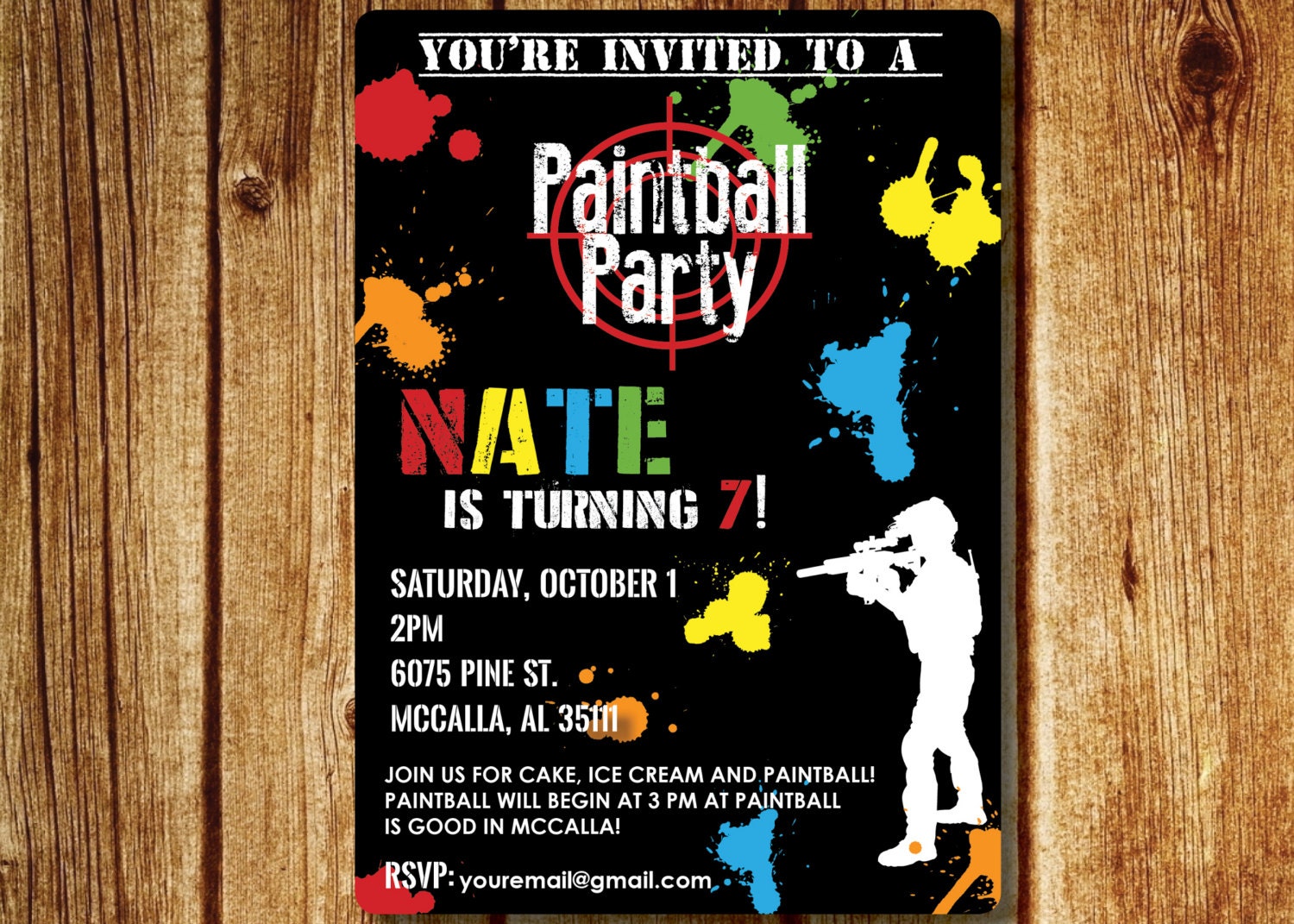 Paintball Party Invitation Paintball Birthday Party Printable