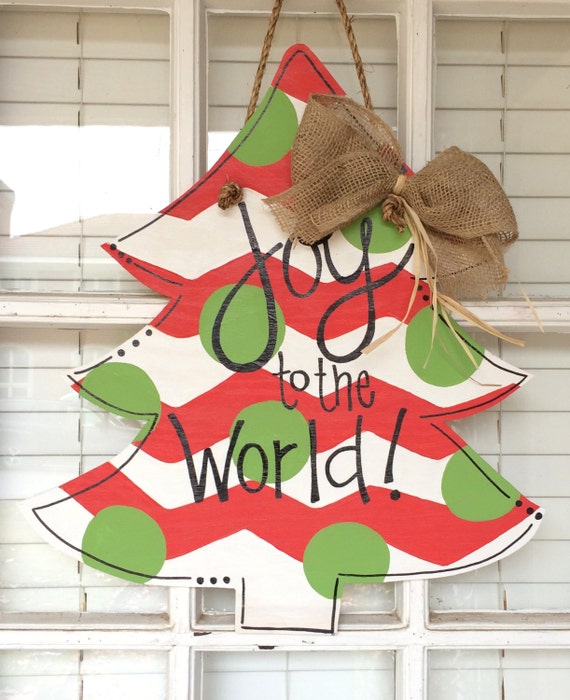 Christmas Tree Wooden Door Hanger by arhjohnston on Etsy