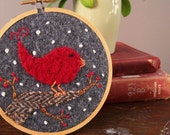 Holiday Bird Embroidery Hoop