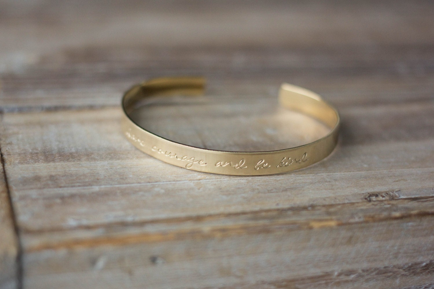 Personalized Gold Brass Cuff Bracelet Hand Stamped Custom