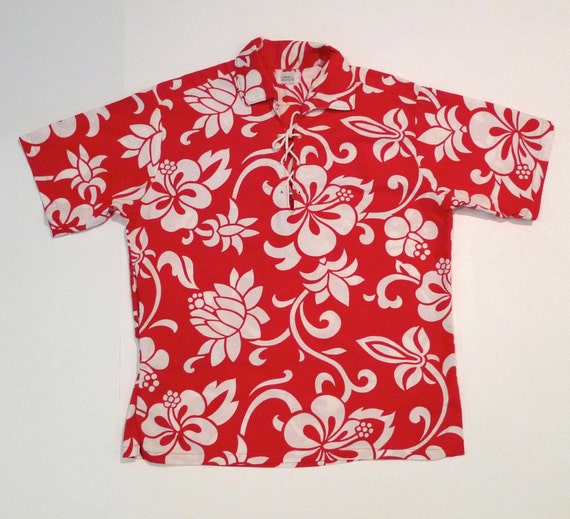 Liberty House Hawaiian Shirt Pullover Vintage Red and White