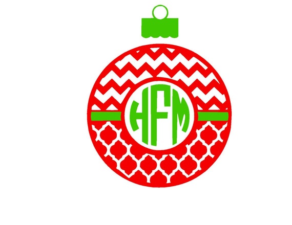 Download Christmas Chevron and Quarter foil Monogram Ornament SVG or