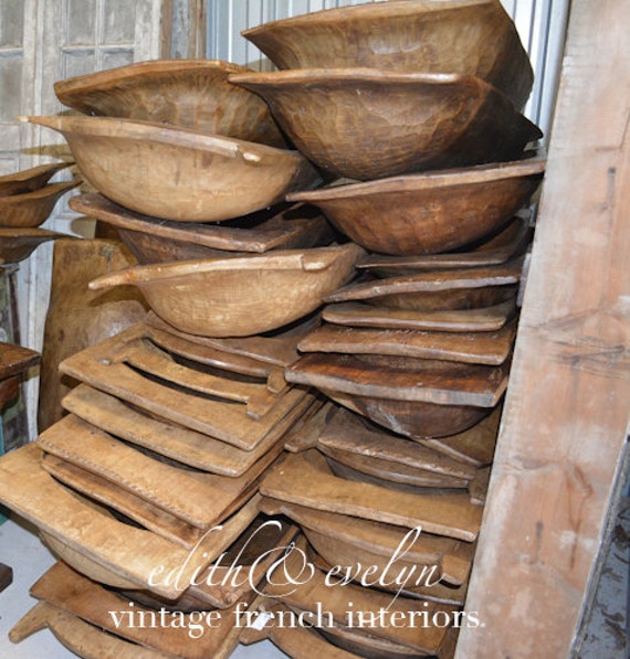 Antique European Dough Bowl Trencher Carved Wood by edithandevelyn