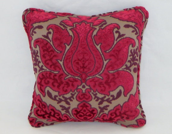 Pink and Purple Chenille Throw Pillow Small 12 Square