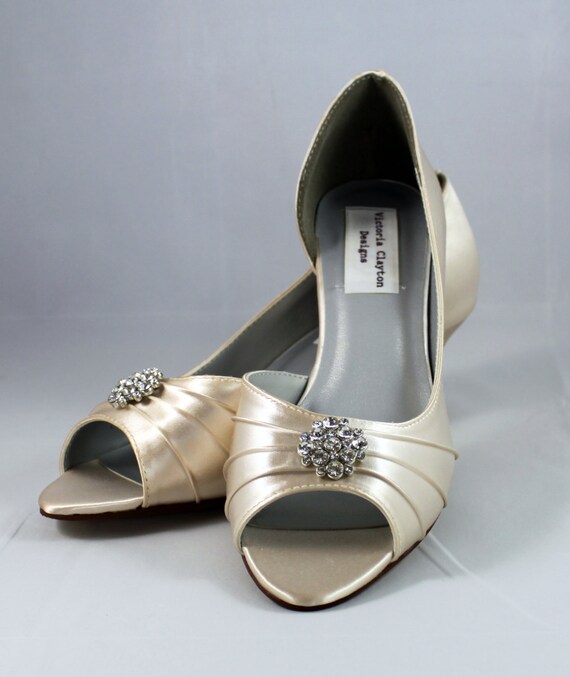Champagne Wedding Shoes low heel 1.75 inch by
