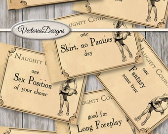 Printable Naughty Coupons Printable Man Gift Printable Woman Gift Erotic Coupons last minute gift instant download digital collage - VD0322