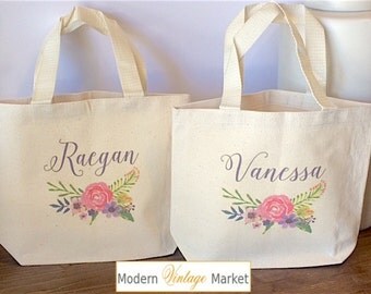 Tote Bag-Flower Girl bags-Tote Bags-Gift Bag-Wedding Bags-Bridesmaids Bags-Monogrammed Tote Bags-Custom Tote Bag-Modern Vintage Market