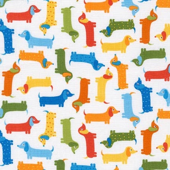 LAMINATED cotton fabric by the yard Mini Dachshund Hound