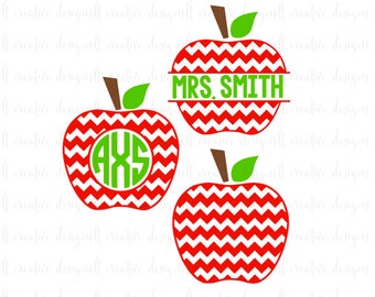 Download Chevron Apple SVG Chevron Apple Monogram Teacher SVG