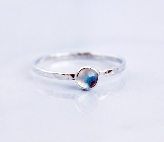 Moonstone. Rainbow moonstone stacking ring. Dainty by ZennedOut
