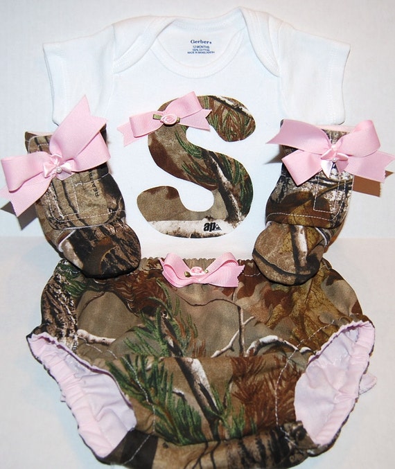 Handmade from Realtree Mossy Oak Baby Girl Camo Outfit Pink