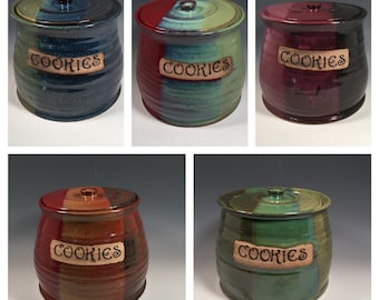 Custom Cookie Jar - Made to Order Lidded Jar - Large Canister - Kitchen Storage - Choose your Text - Choose your Color - Ceramics - Pottery