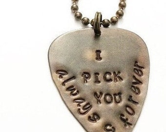 Personalized I pick you Guitar pick keychain-