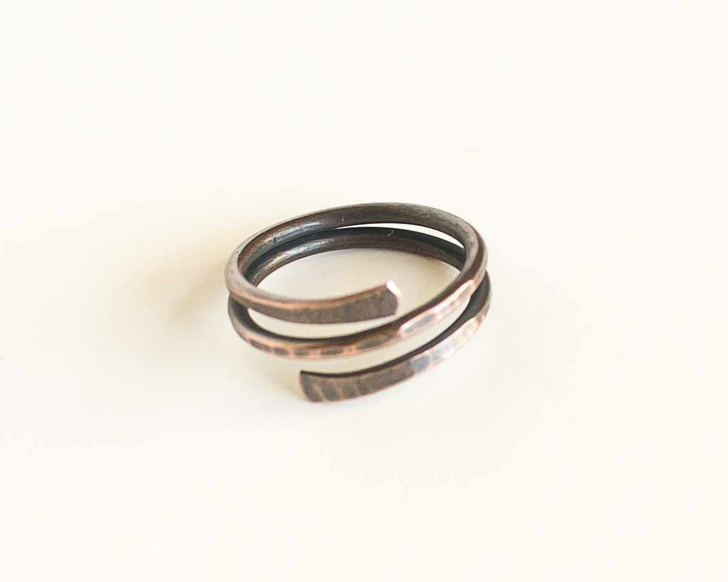 Copper Wire Ring Semi Adjustable Overlapping Ring Copper Wire