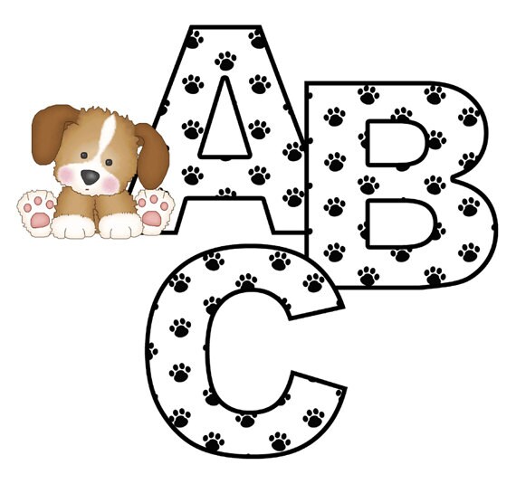 PUPPY LETTER DECAL Nursery Wall Art Alphabet Personalized