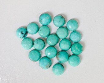 6mm natural turquoise rose faceted cabochon. Aqua green mint blue cab seafoam teal cab rose cut turquoise cab