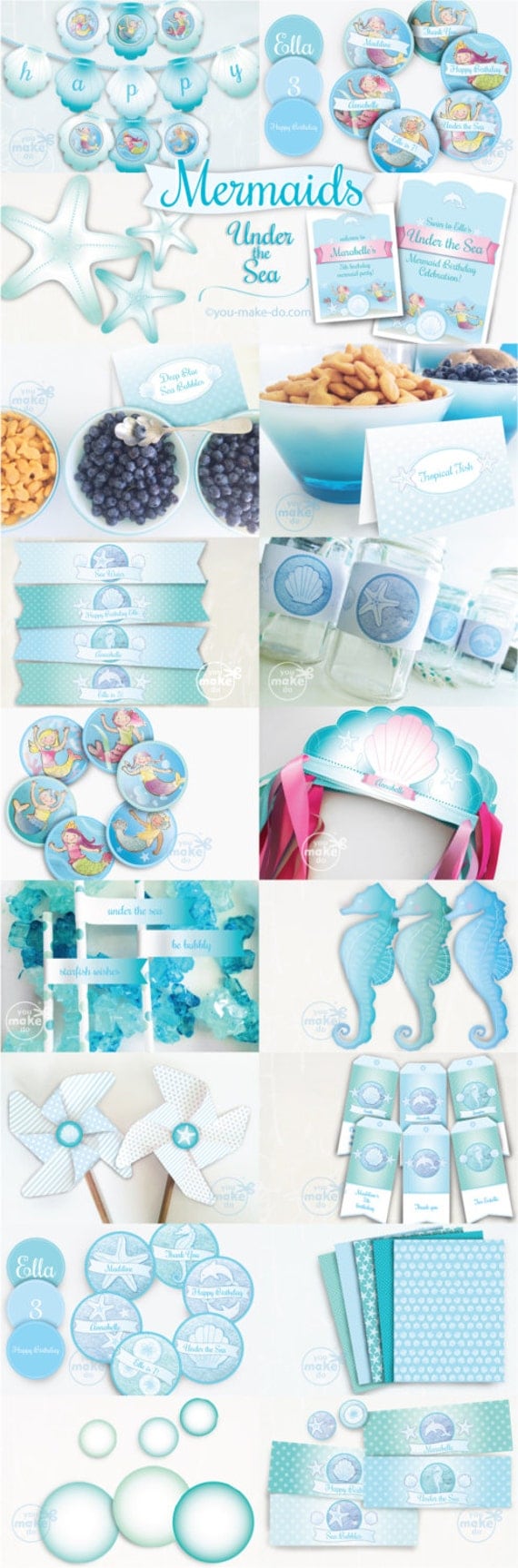  mermaid party printables mermaid birthday girl decorations 