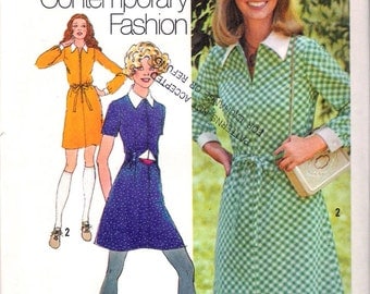 Vintage 1971 Simplicity 9810 Young Contemporary Fashion Retro Mini Dress Sewing Pattern Size 12 Bust 34" UNCUT