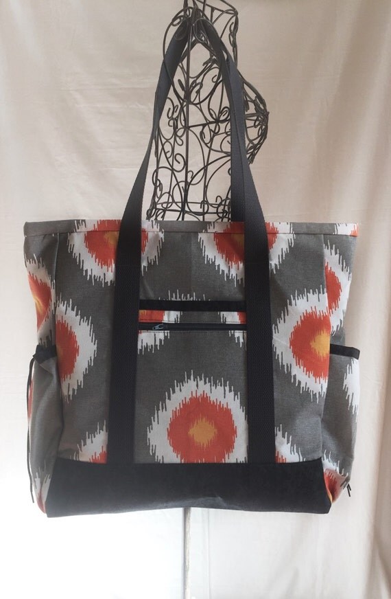 Grey and Orange Kitchen Sink Tote by InStitchesCreations on Etsy