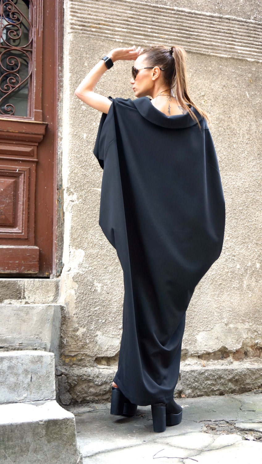 New Collection 2016 Maxi Dress / Black Kaftan / Extravagant