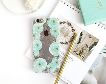 iPhone 7 Case Ranunculus Clear Rubber Case iPhone 7 Plus Clear Case iPhone 6 Case iPhone 6S Case iPhone SE Case Samsung S7 Edge Case U143
