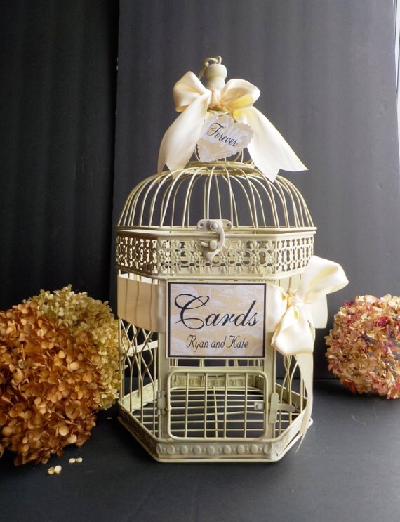 XL Wedding Bird Cage Card Holder Antique Cream by Twenty3Design