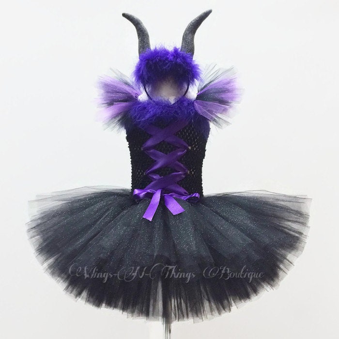 EVIL FAIRY COSTUME 2pc Tutu Dress Set w/ horn headband