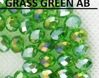 36pcs 6x8mm Green Crystals 8mm KELLY Grass Green AB Rondelles Like FERN Ab Swarovski Crystals A Grade Diy Jewelry Beads & Beading Supplies