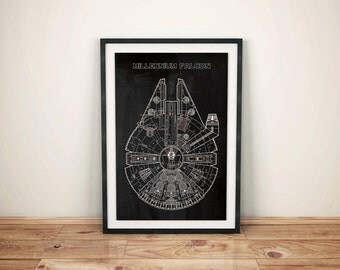 Millennium Falcon Blueprint Patent Star Wars Poster Millennium Falcon Print Star Wars Minimalist Poster Millennium Falcon Art Star Wars