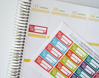 Bill Due Stickers, Set of 20, Bill Due Planner Stickers, Bill Stickers, Budget Stickers