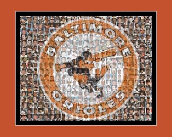 Baltimore Orioles Player Mosaic Print Art Designed Using The Greatest Oriole Players of all Time.