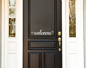 Welcome Door Decal Vinyl Wall Quote Welcome Wall Or Door Decal Home Decor Wall Decal Vinyl Lettering Vinyl Wall Decal Wall Decor Door Decor