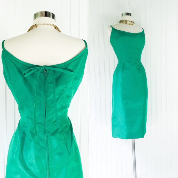 jade green vintage 1950s 1960s Anne Fogarty cocktail dress