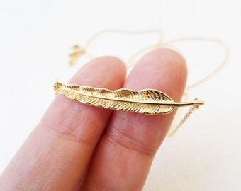 Tiny Gold, Rose Gold or Silver feather necklace...dainty handmade necklace, everyday, simple, birthday, wedding, bridesmaid jewelry