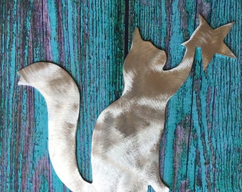 Kitty Kitty, Cat Christmas Tree Topper, Holiday Decoration, Aluminum, Unique Cat Gift, Metal, Art, Handmade, Pet, For Cat Lovers Only