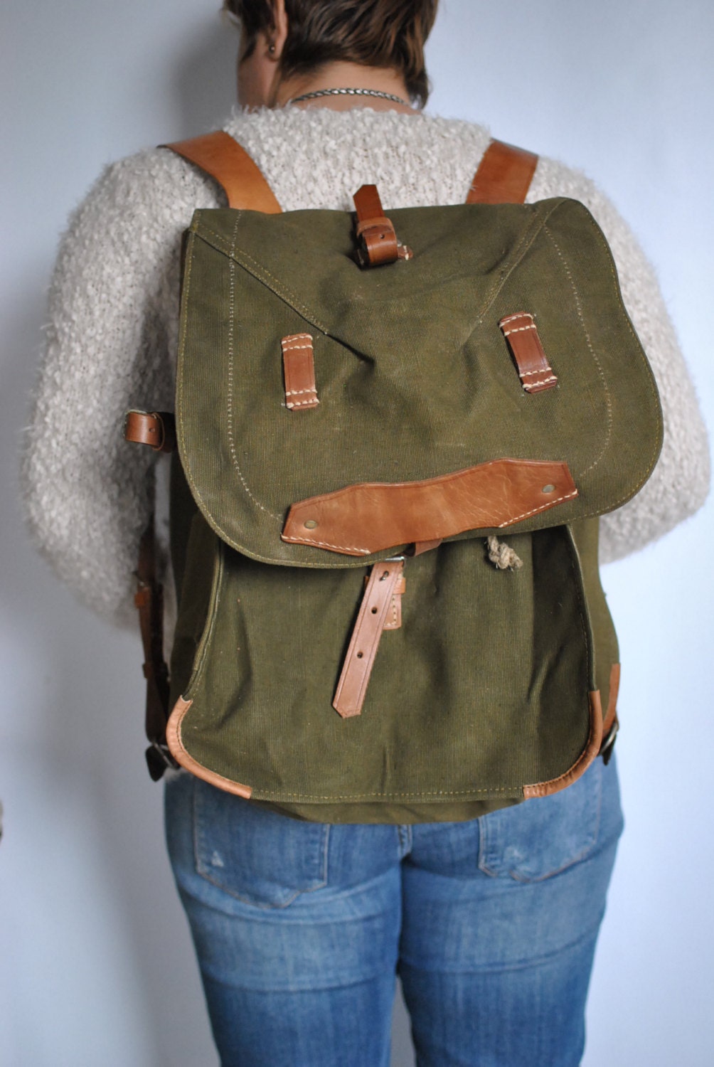 Vintage MILITARY BACKPACK handmade backpack army