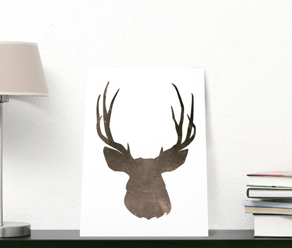 Deer Stag ART PRINT minimalist deer wall by DrawingIllustration