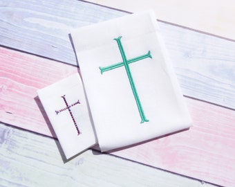 Simple cross machine embroidery design. Fishtail cross embroidery design. Simple satin cross. Multiple sizes instant download.