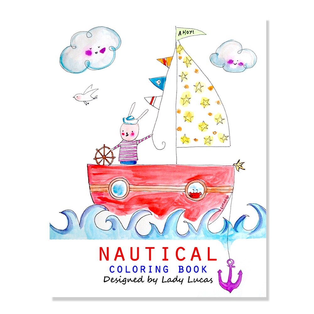 Nautical Coloring Book Printable PDF 10 Pages of Adorable