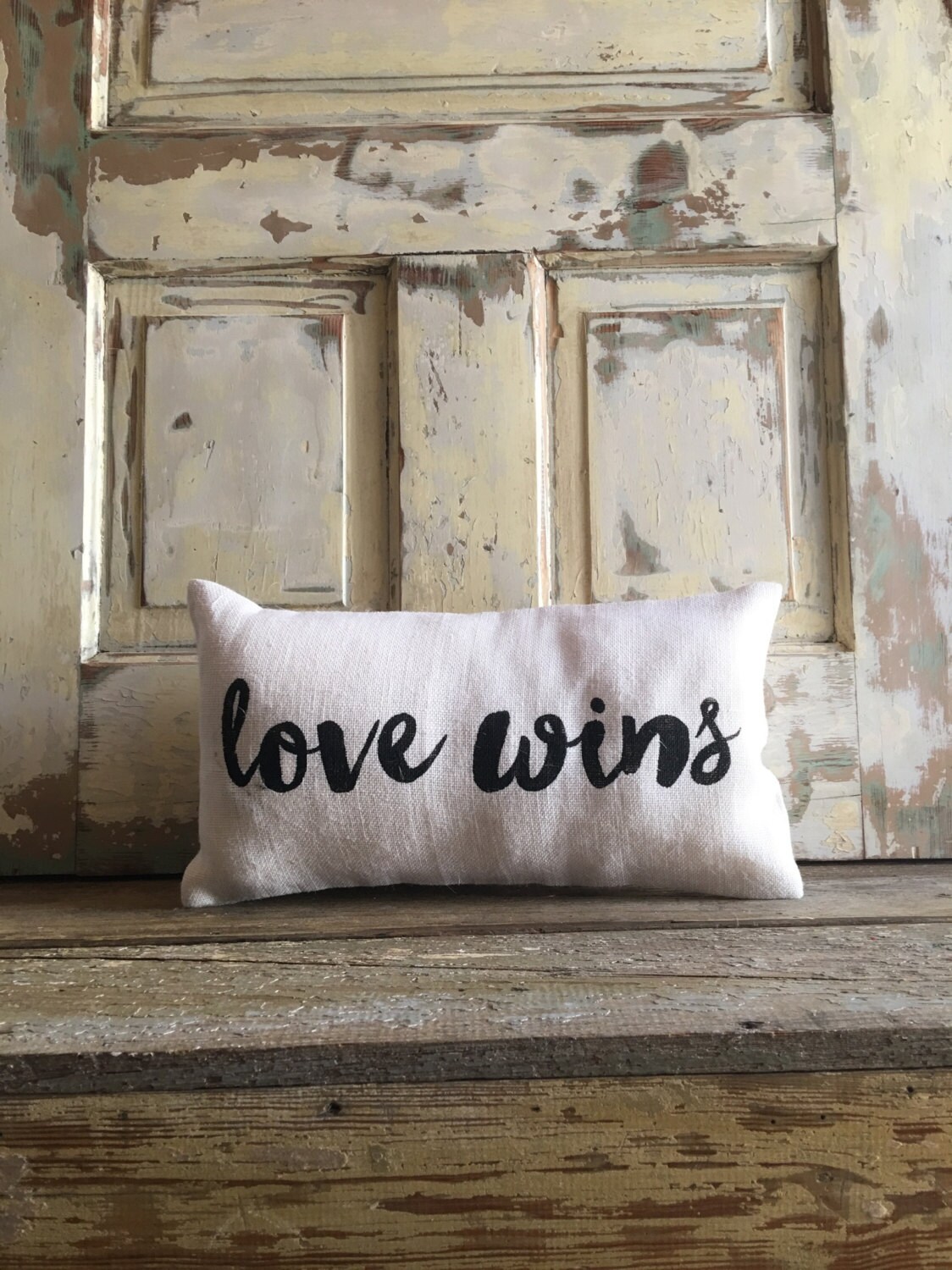 Burlap Pillow 'Love Wins' pillow Love Wins