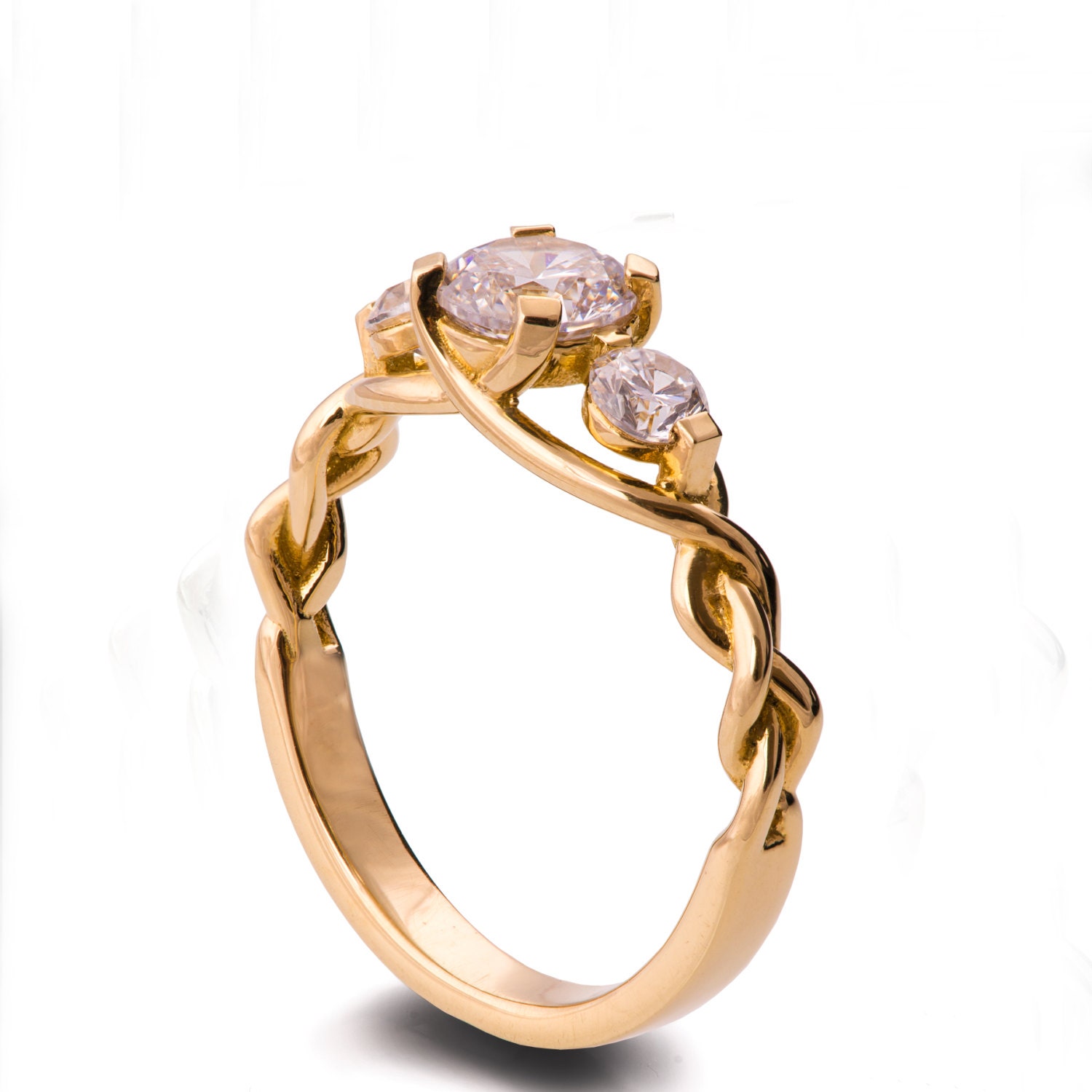 Braided Engagement Ring 18K Yellow Gold and Diamond