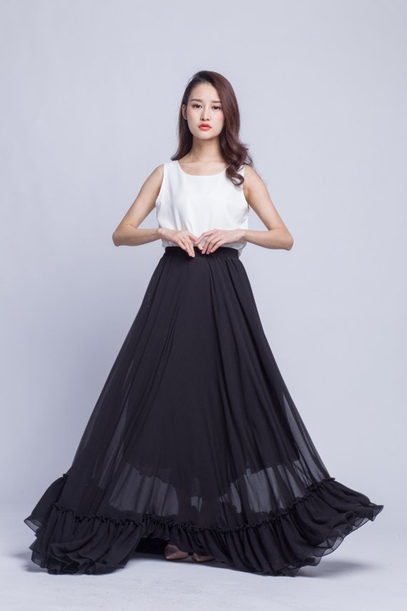 High Waist Bridesmaid Skirt Chiffon Maxi Skirts Beautiful