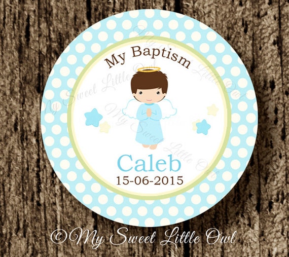 boy baptism label baptism sticker baptism cupcake topper baptism