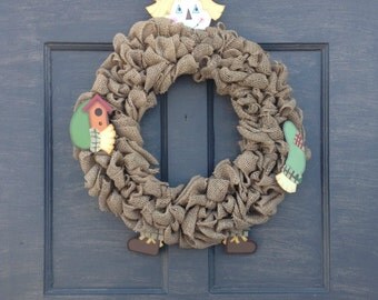 Harvest Wreath, Fall Wreath, Front Door Wreath, Door Wreath, Wreath, Burlap Scarecrow, Scarecrow Wreath, Harvest Scarecrow, Burlap Wreath