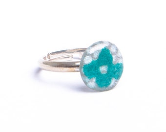 Bague fleur verte - Argent 925