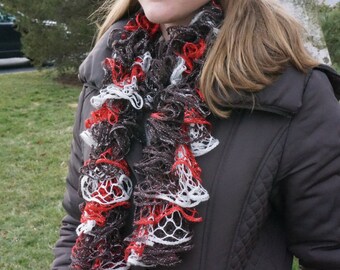 Sashay Scarf Brown, Brick-Red and White with Glitter - Handmade in South Africa! Buy 2 and get free shipping in Canada